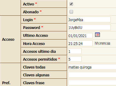 Accesos restringidos